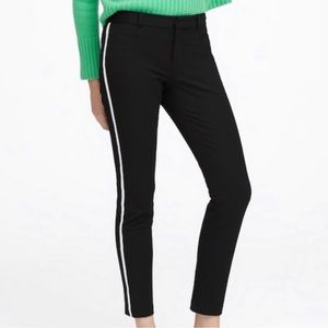 BANANA REPUBLIC Sloan Black Skinny Ankle Dress Pant White Stripe Size 6